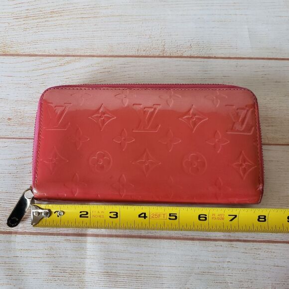 Authentic Louis Vuitton Logo Vernis Zippy Long Wallet Red Orange Pink - Picture 12 of 16